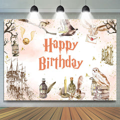 Fond de joyeux anniversaire du château des aigles de bougie rose