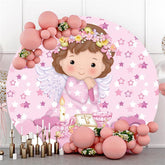 Décors ronds d'ange mignon de cercle rose pour la douche de bébé