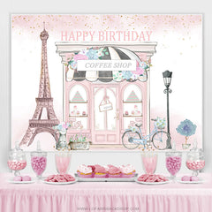 Fond d'anniversaire rose Coffee Shop Paris Street