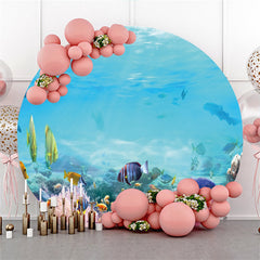 Récifs coralliens roses et toile de fond ronde pour l'été