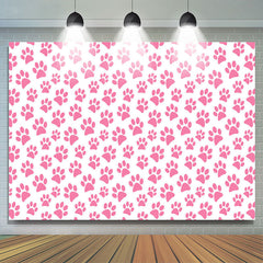 Toile de fond d'anniversaire simple sur le thème de la patte de chien rose