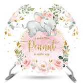 Fleurs d'éléphant rose toile de fond ronde mignonne de fête de naissance