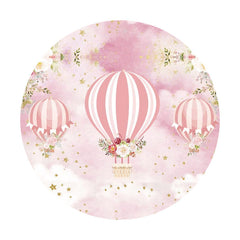 Toile De Fond Ronde De Baby Shower De Fleurs Et De Ballons Roses
