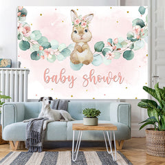 Toile de fond de douche de bébé rose floral et mignon lapin filles