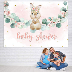 Toile de fond de douche de bébé rose floral et mignon lapin filles