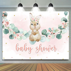Toile de fond de douche de bébé rose floral et mignon lapin filles