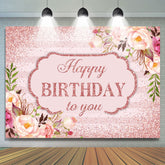 Rose Floral et Glitter Joyeux Anniversaire Toile de Fond