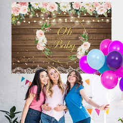 Toile de fond de douche de bébé floral rose et paillettes dorées