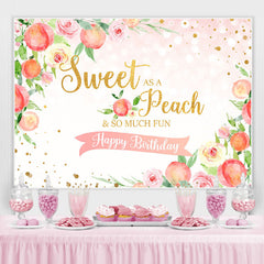 Toile de fond rose floral et pêche joyeux anniversaire pour les enfants