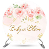 Toile de fond ronde de baby shower floral rose en fleur