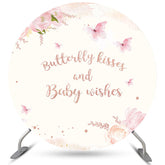 Toile de fond ronde de douche de bébé papillon floral rose pour fille
