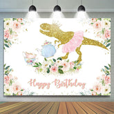 Toile de fond photoshoot anniversaire dinosaure floral rose