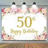 Toile de fond du 50e anniversaire de paillettes florales roses pour les femmes