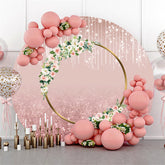 Toile de fond de fête d'anniversaire de filles rondes à paillettes florales roses