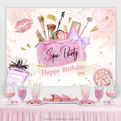 Fond de joyeux anniversaire de fête de spa de paillettes d'or floral rose