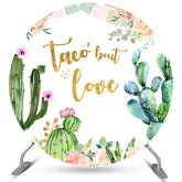 Toile De Fond Ronde De Douche Nuptiale De Cactus Vert Floral Rose