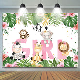 Feuilles vertes florales roses c'est une toile de fond de douche de bébé fille