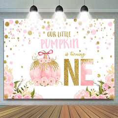 La citrouille florale rose tourne une Toile de Fond d'anniversaire
