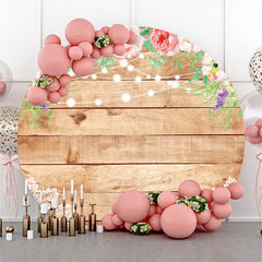 Toile de fond en bois rond floral rose pour joyeux anniversaire
