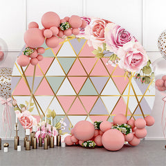 élément de triangle floral rose rond toile de fond de mariage