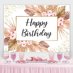 Toile de fond joyeux anniversaire fleurs roses et points scintillants