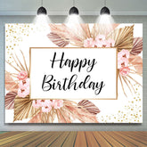 Toile de fond joyeux anniversaire fleurs roses et points scintillants