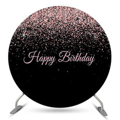 Fond de joyeux anniversaire rond noir scintillant rose