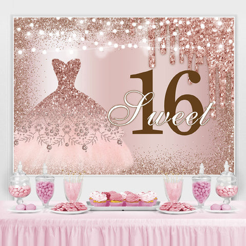 Robe de mariée à paillettes roses Sweet 16th Birthday Toile de Fond Robe de mariée à paillettes roses Sweet 16th Birthday Toile de Fond
