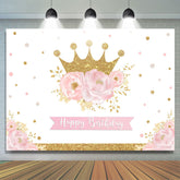 Toile de fond de fête de joyeux anniversaire de couronne florale d'or rose pour fille