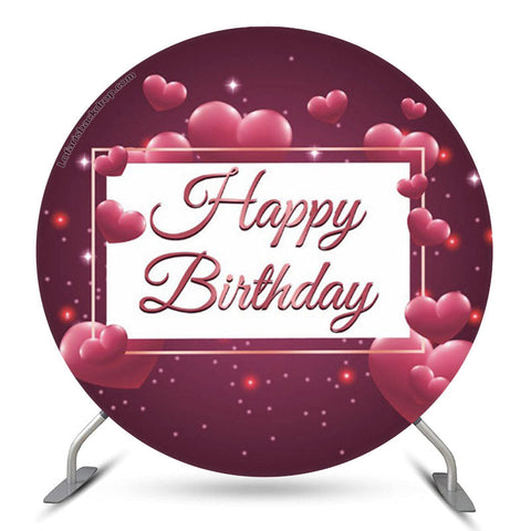 Fond rond de joyeux anniversaire de paillettes de coeur rose Fond rond de joyeux anniversaire de paillettes de coeur rose