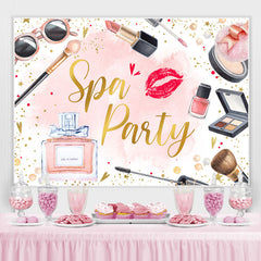 Toile de fond de joyeux anniversaire de fête de spa sur le thème du maquillage rose