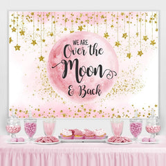 Toile de fond rose lune et étoiles dorées Bokeh Baby Shower