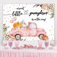 Toile de fond de douche de bébé automne camion ballon citrouille rose