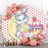 Toile de fond de fête en cercle de gâteau de lune de lapin rose pour filles