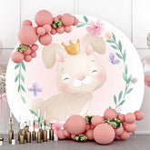 Lapin Rose Avec Fond De Cercle De Papillon Floral Couronne