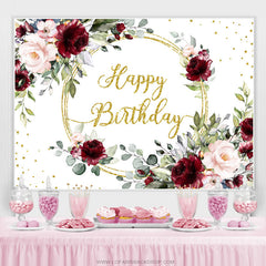 Toile de fond de fête d'anniversaire de paillettes florales roses rouges