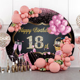 Roses roses noir rond joyeux 18e anniversaire toile de fond