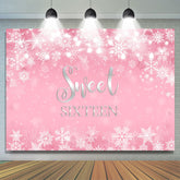 Flocon de neige rose Winter Girl Sweet Sixteen Birthday Backdrop