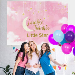Toile de fond rose Twinkle Twinkle Little Star douche de bébé