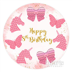 Papillon Licorne Rose Joyeux Anniversaire Pop It Décors Ronds