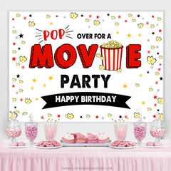 Pop Over pour une toile de fond de joyeux anniversaire de fête de film