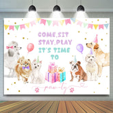 Chiot Jeu Thème Fête Joyeux Anniversaire Toile de Fond
