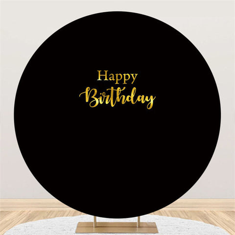 Backdorp rond joyeux anniversaire en or noir pur pour la fête Backdorp rond joyeux anniversaire en or noir pur pour la fête