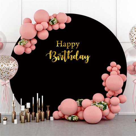 Backdorp rond joyeux anniversaire en or noir pur pour la fête Backdorp rond joyeux anniversaire en or noir pur pour la fête