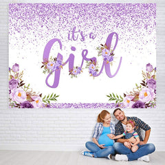 Toile de fond de douche de bébé à thème violet et floral