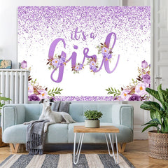 Toile de fond de douche de bébé à thème violet et floral