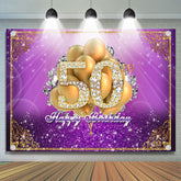 Toile de fond du 50e anniversaire de diamant de ballon violet et or