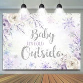 Toile de fond de douche de bébé flocon de neige floral violet et blanc