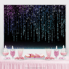 Toile de fond de fête d'anniversaire noir paillettes bokeh bleu violet