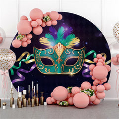 Toile de fond de décoration de fête de mascarade ronde cyan violet